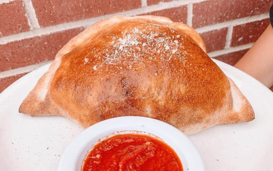 Golden baked calzone